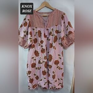KNOX ROSE Western Bohemian Floral Midi Dress Womens XL